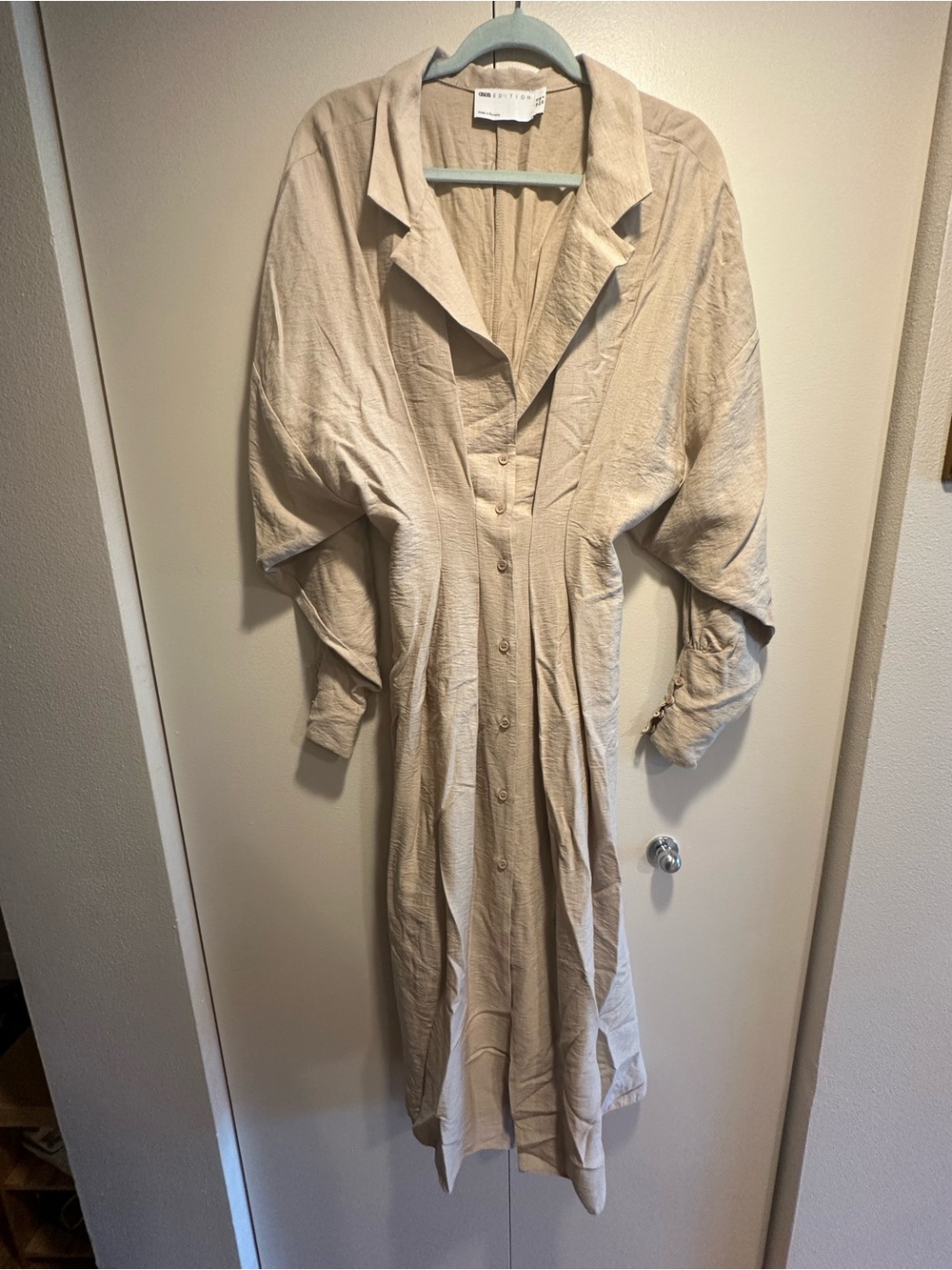 ASOS Beige Cream Button-Front Maxi Dress